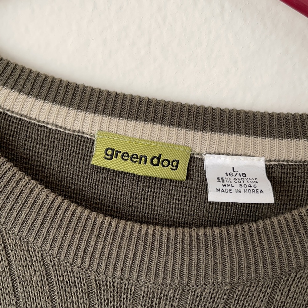 Green dog brand . Size L. 16 /18  % 55 ACRYLIC. %45 cotton. Old - Picture 3 of 5
